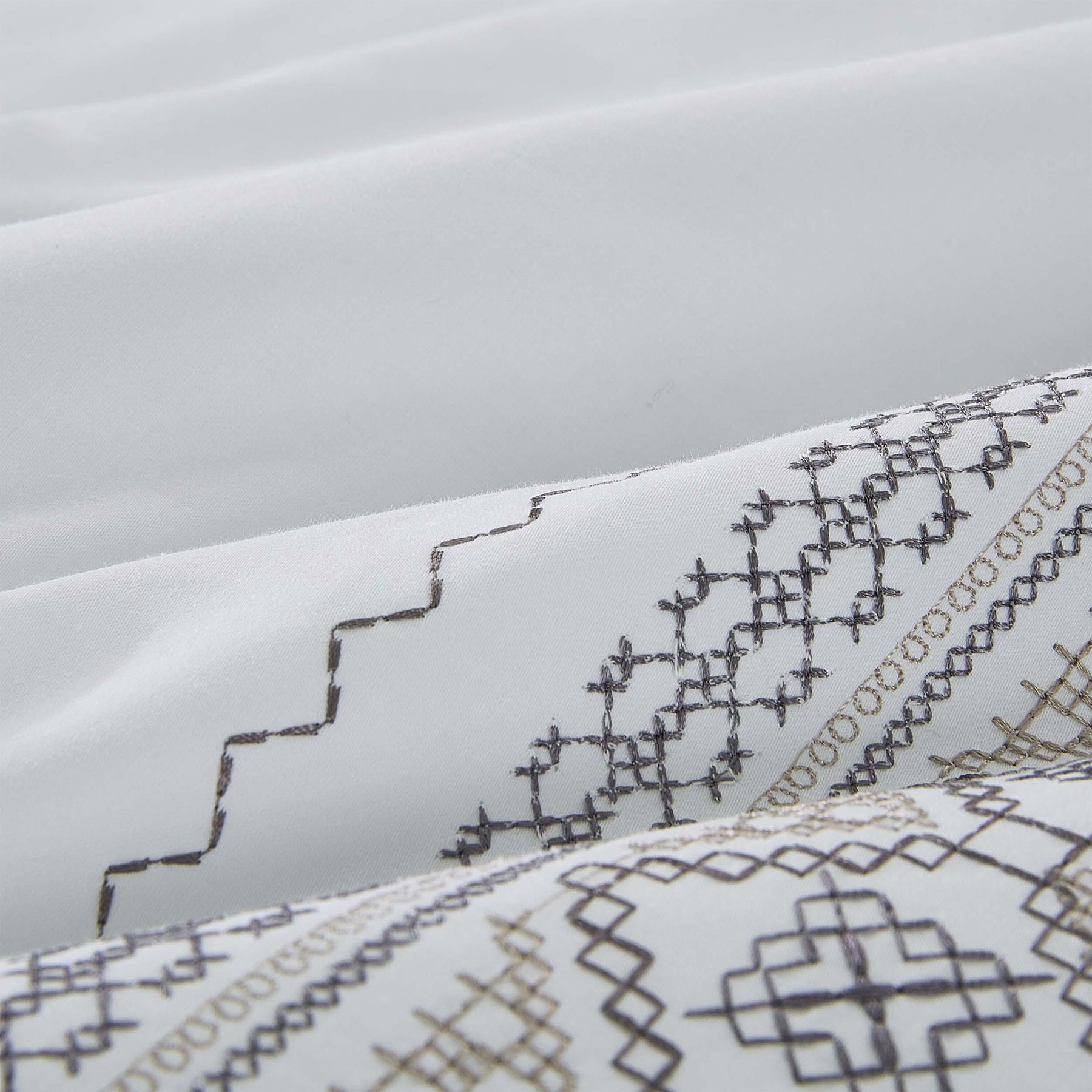 Burlington Embroidered Geometric Cotton Duvet Cover Set - Duvet Cover Set by Superior