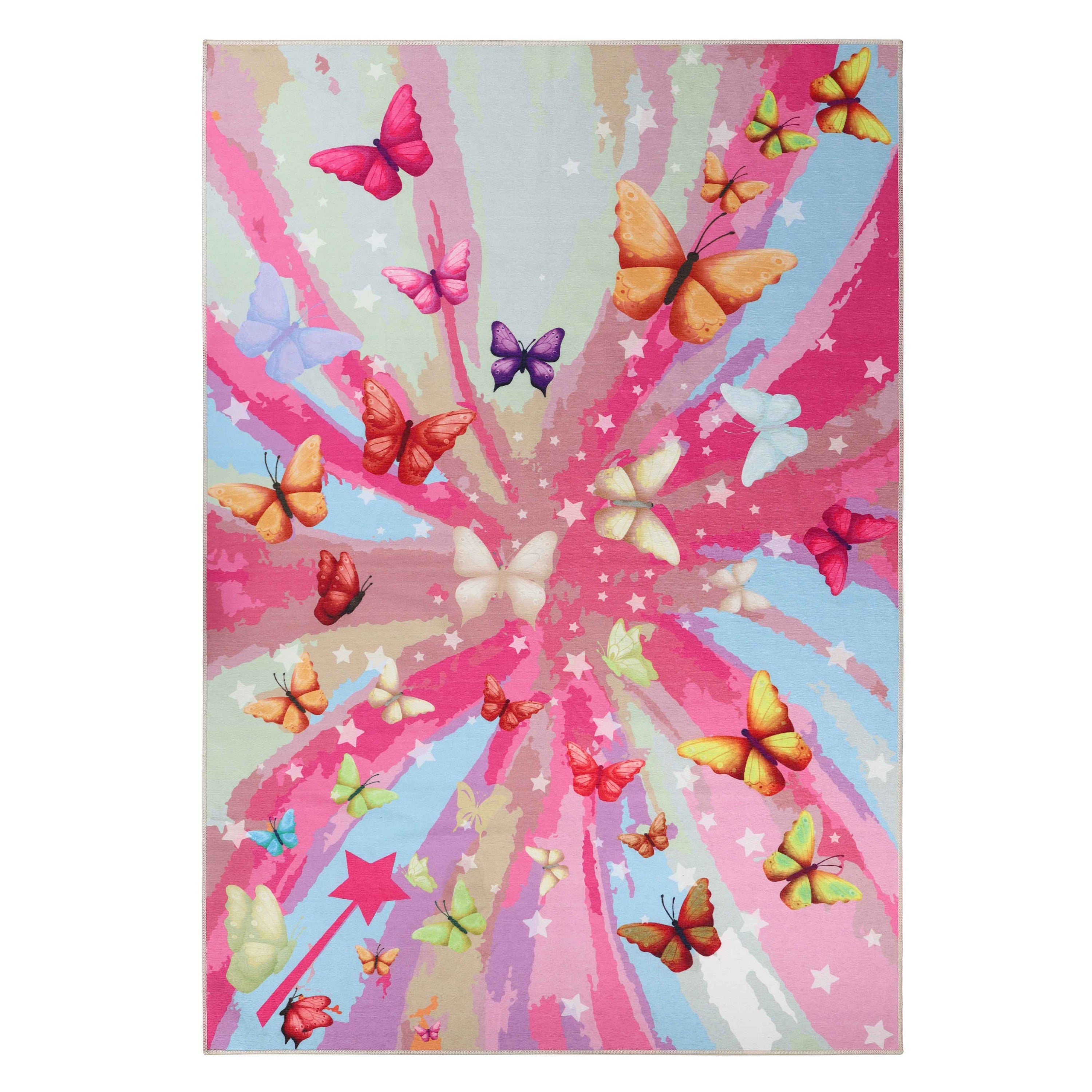 Butterfly Non-Slip Kids Playroom Nursery Washable Indoor Area Rug - Rugs by Superior