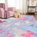 Butterfly Non-Slip Kids Playroom Nursery Washable Indoor Area Rug - Rugs by Superior