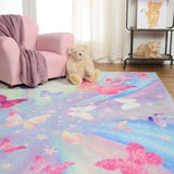 Butterfly Non-Slip Kids Playroom Nursery Washable Indoor Area Rug - Rugs by Superior