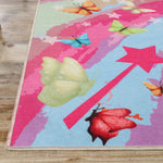 Butterfly Non-Slip Kids Playroom Nursery Washable Indoor Area Rug - Rugs by Superior