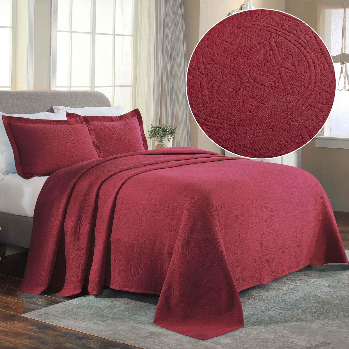 Celtic Circle Cotton Jacquard Matelasse Bedspread Set - Bedspread by Superior