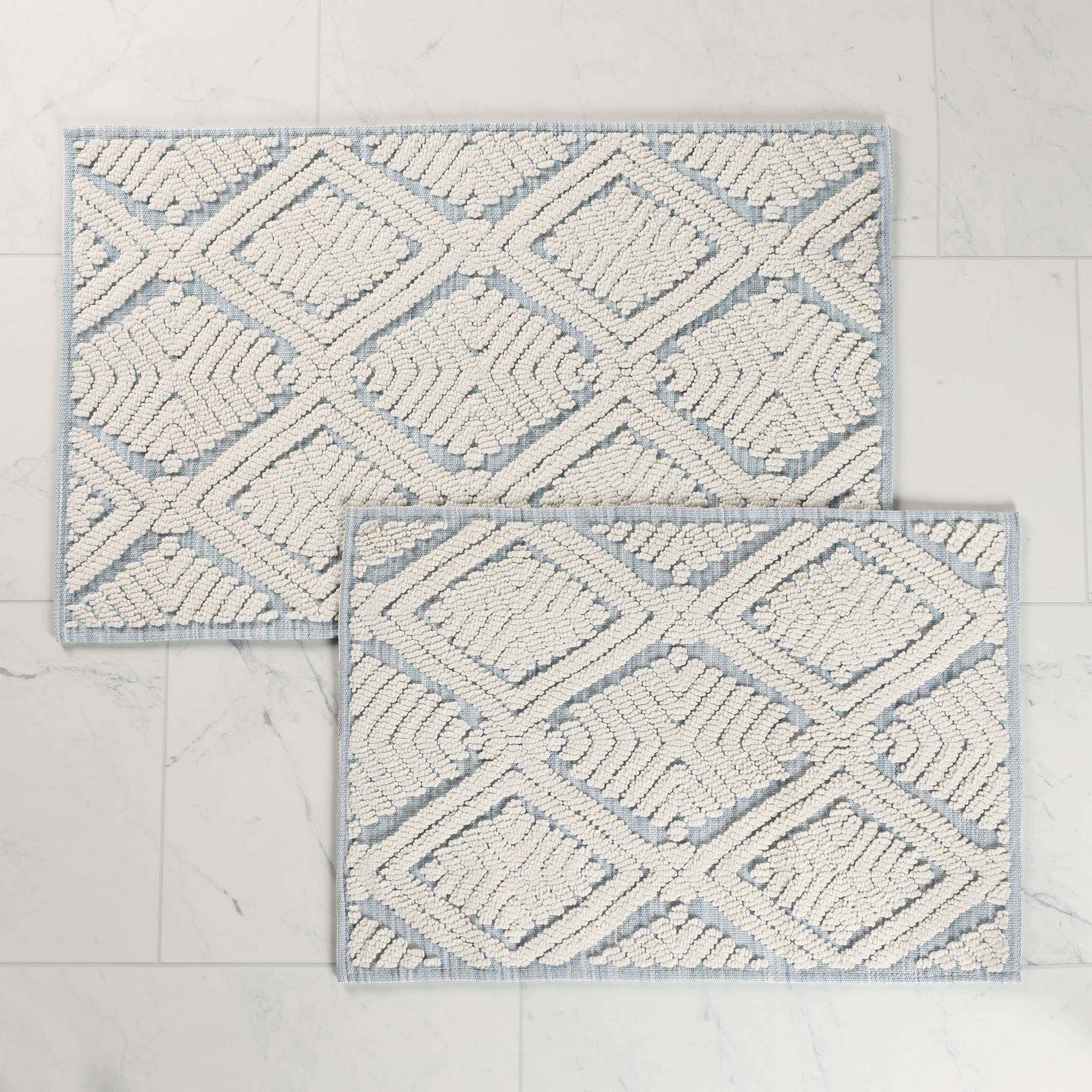 Ceton Diamond Trellis Textured Machine Washable Bath Rugs, Set of 2 - Bath Rugs by Superior