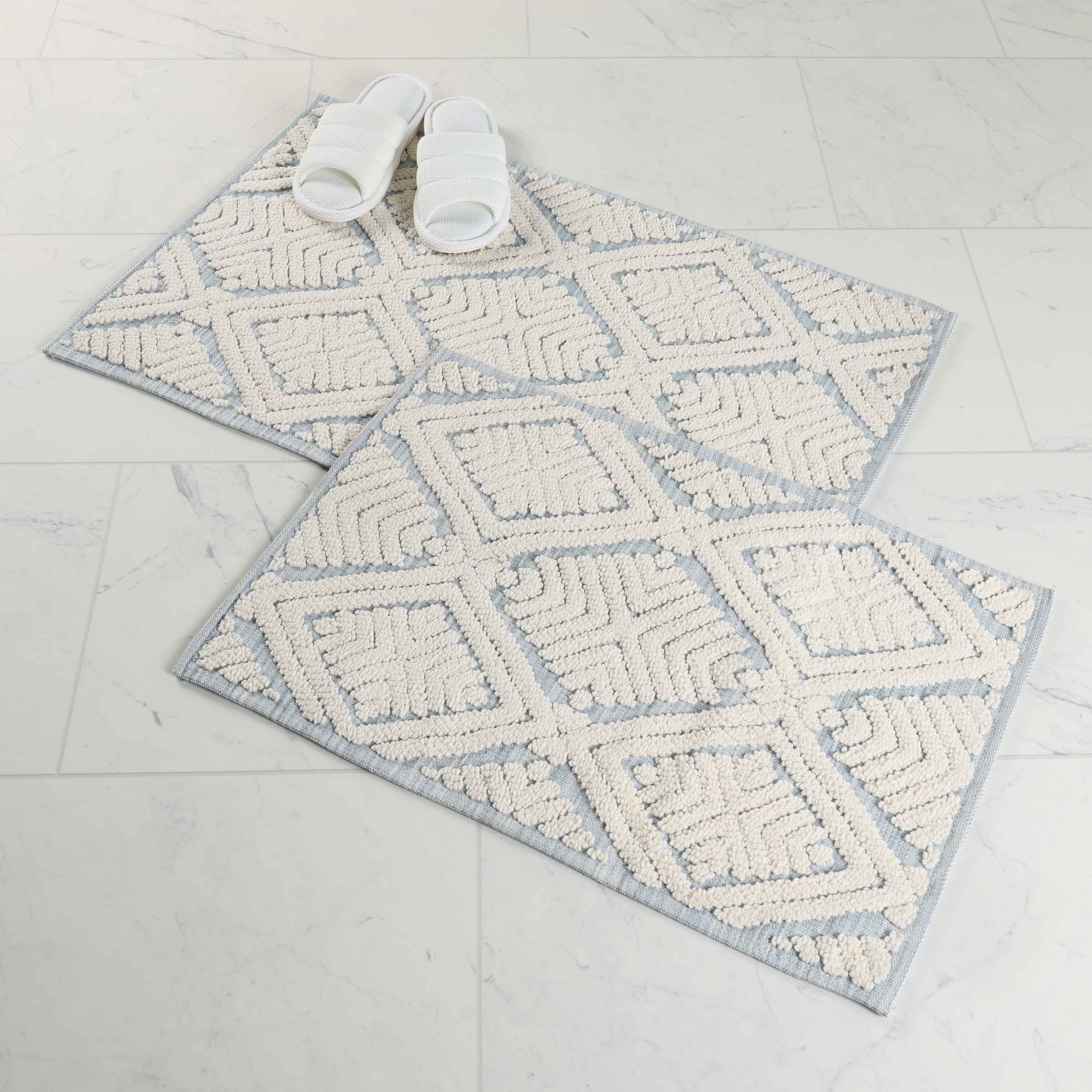 Ceton Diamond Trellis Textured Machine Washable Bath Rugs, Set of 2 - Bath Rugs by Superior