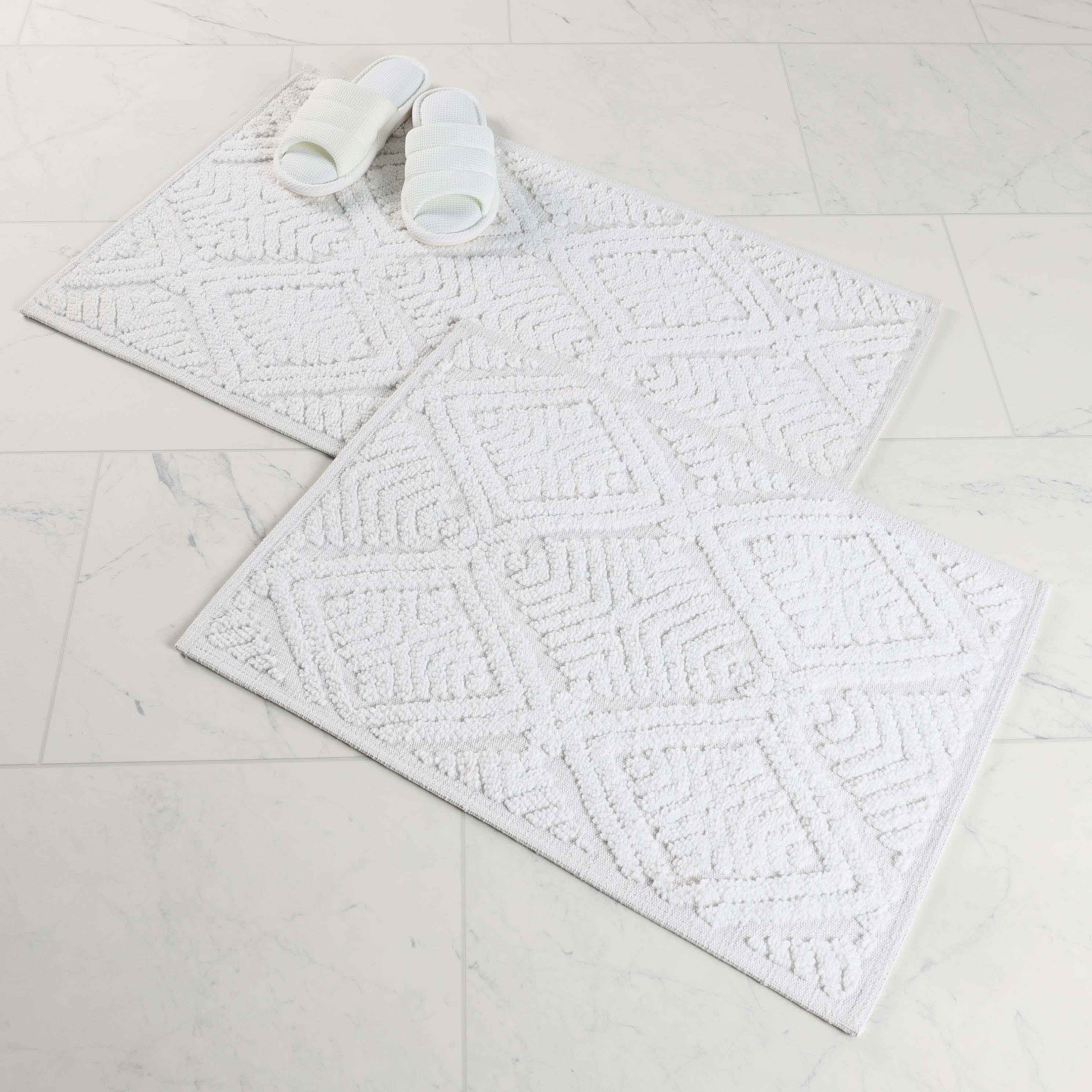 Ceton Diamond Trellis Textured Machine Washable Bath Rugs, Set of 2 - Bath Rugs by Superior