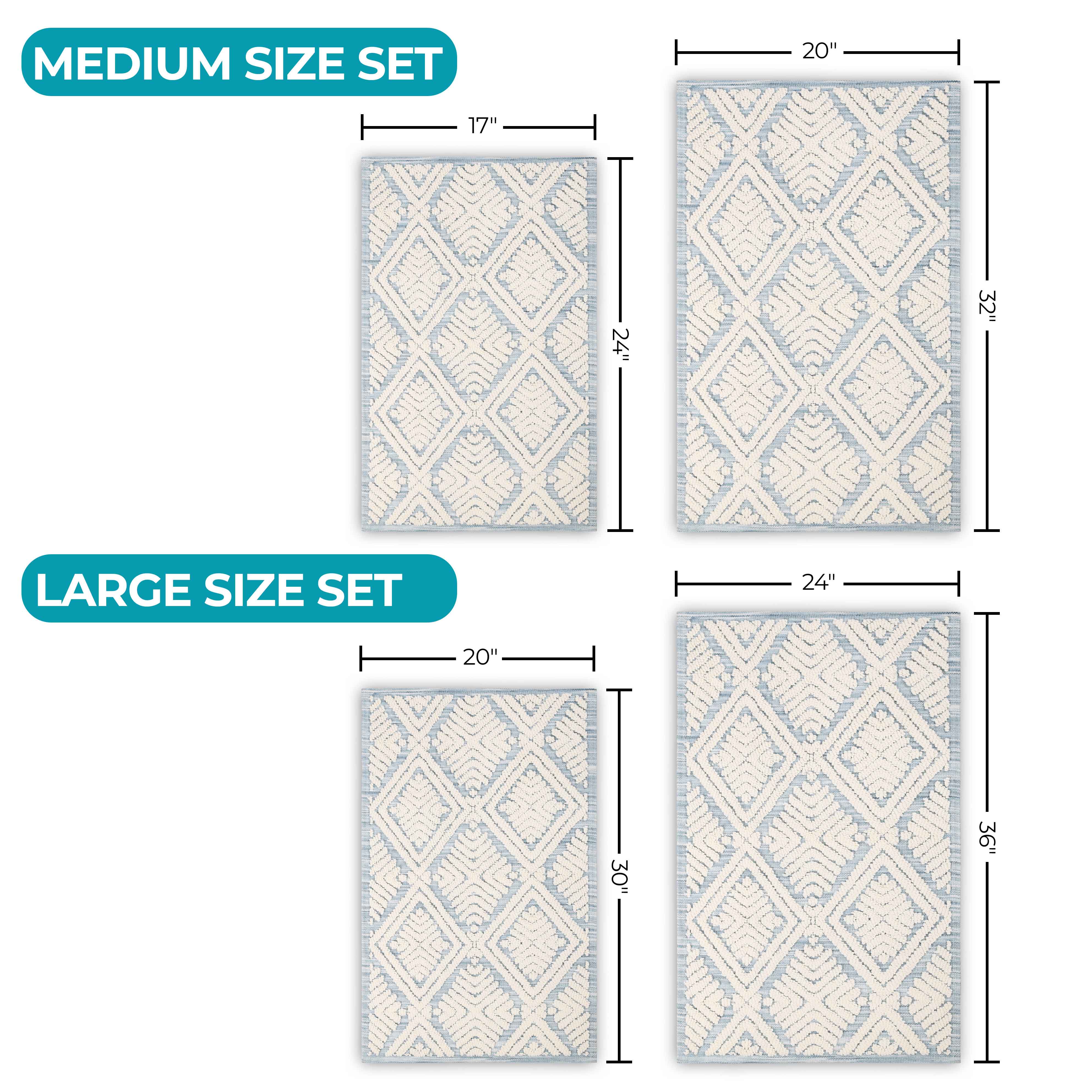 Ceton Diamond Trellis Textured Machine Washable Bath Rugs, Set of 2 - Bath Rugs by Superior