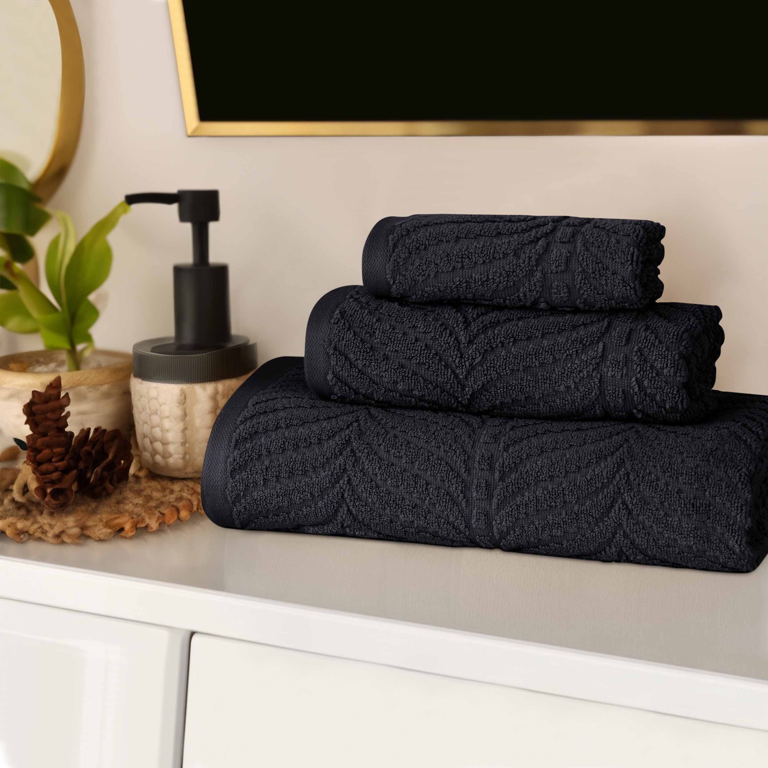 Chevron Zero Twist Jaquard Cotton 3 Piece Bathroom Towel Set - Towel Set by Superior