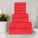 Chevron Zero Twist Solid and Jacquard Cotton 8 Piece Towel Set - Towel Set by Superior