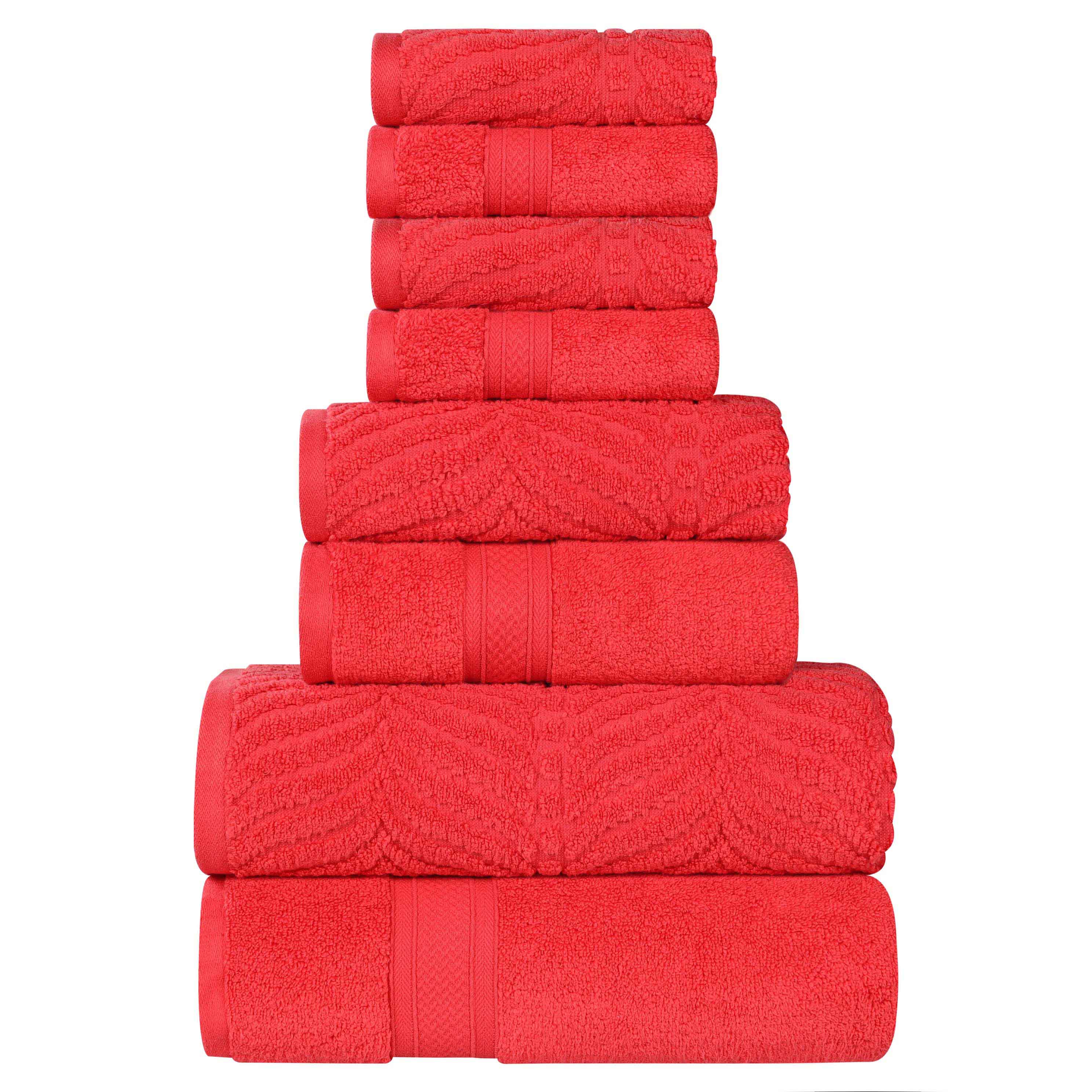 Chevron Zero Twist Solid and Jacquard Cotton 8 Piece Towel Set - Towel Set by Superior