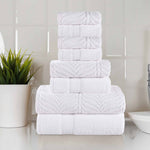 Chevron Zero Twist Solid and Jacquard Cotton 8 Piece Towel Set - Towel Set by Superior