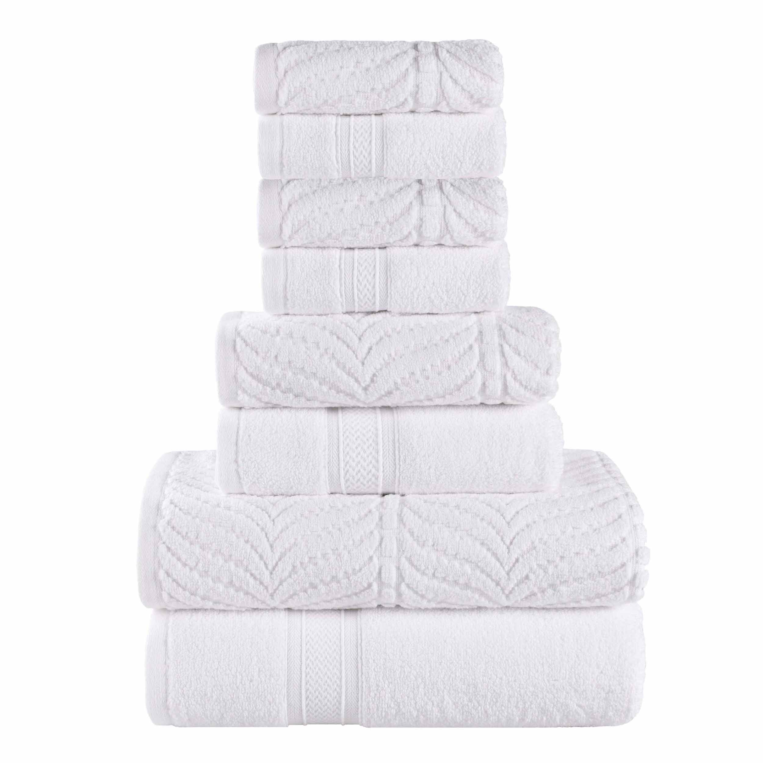 Chevron Zero Twist Solid and Jacquard Cotton 8 Piece Towel Set - Towel Set by Superior