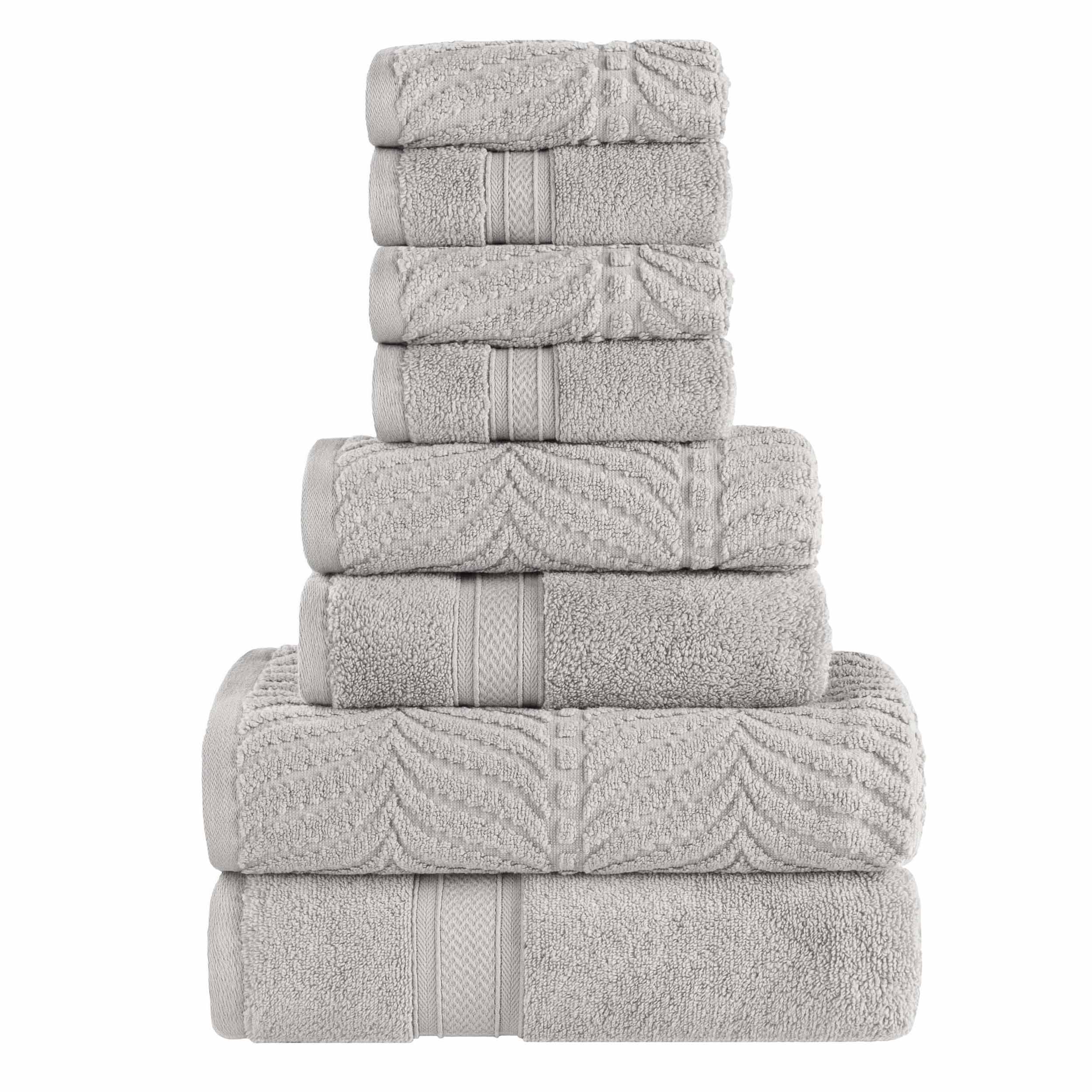 Chevron Zero Twist Solid and Jacquard Cotton 8 Piece Towel Set - Towel Set by Superior