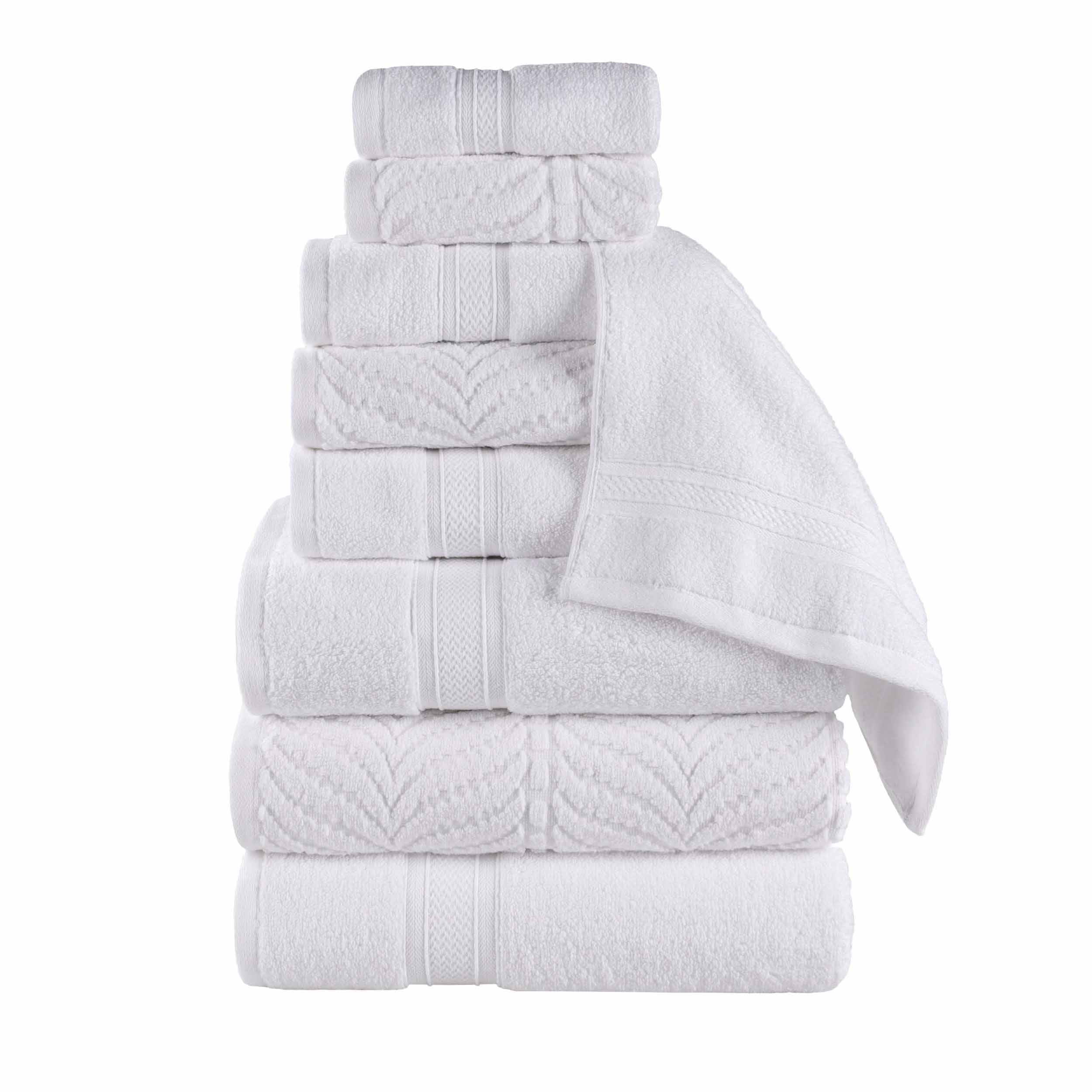 Chevron Zero Twist Solid and Jacquard Cotton 9 Piece Towel Set - Towel Set by Superior