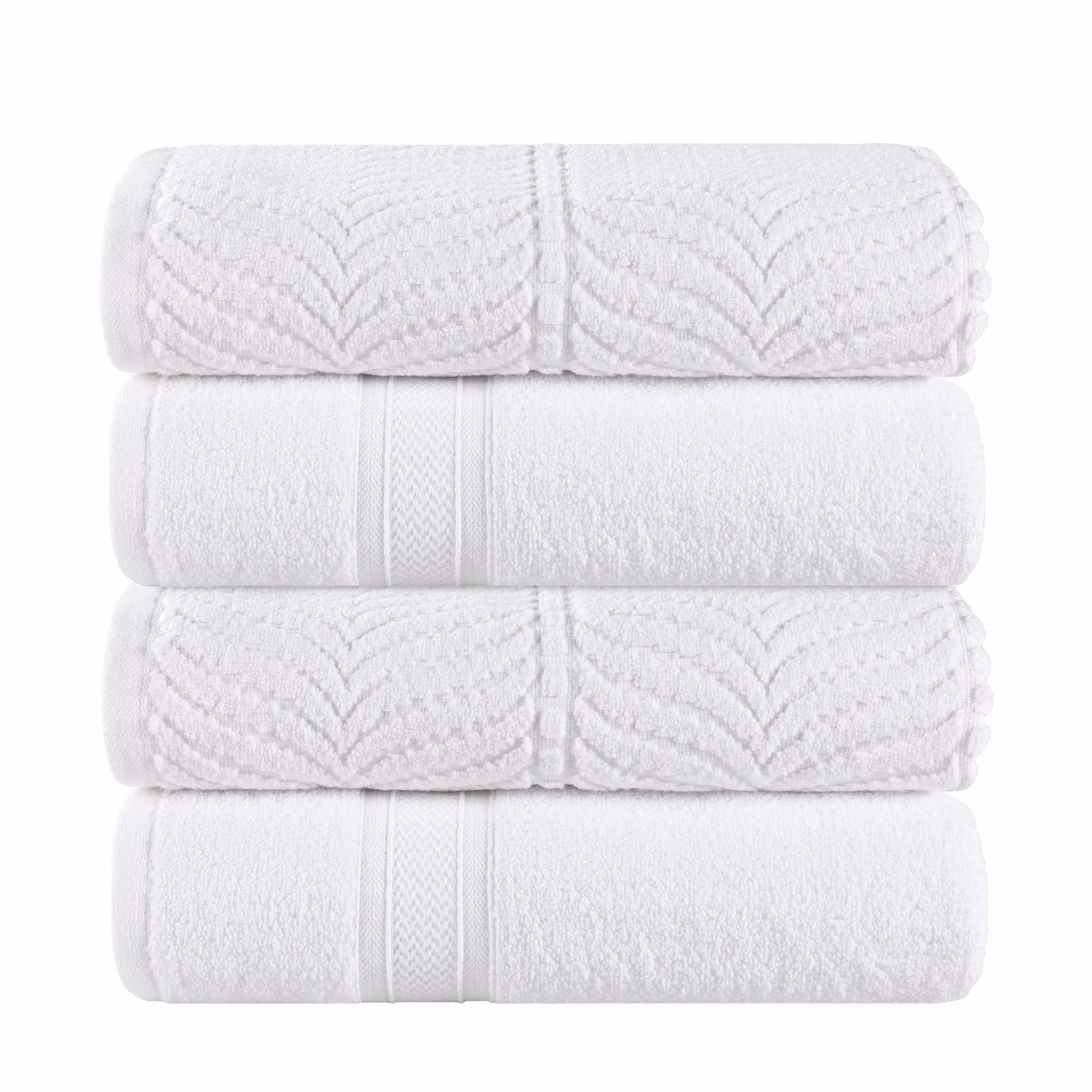 Chevron Zero Twist Solid and Jacquard Soft Cotton Bath Towel Set of 4 - Bath Towel by Superior