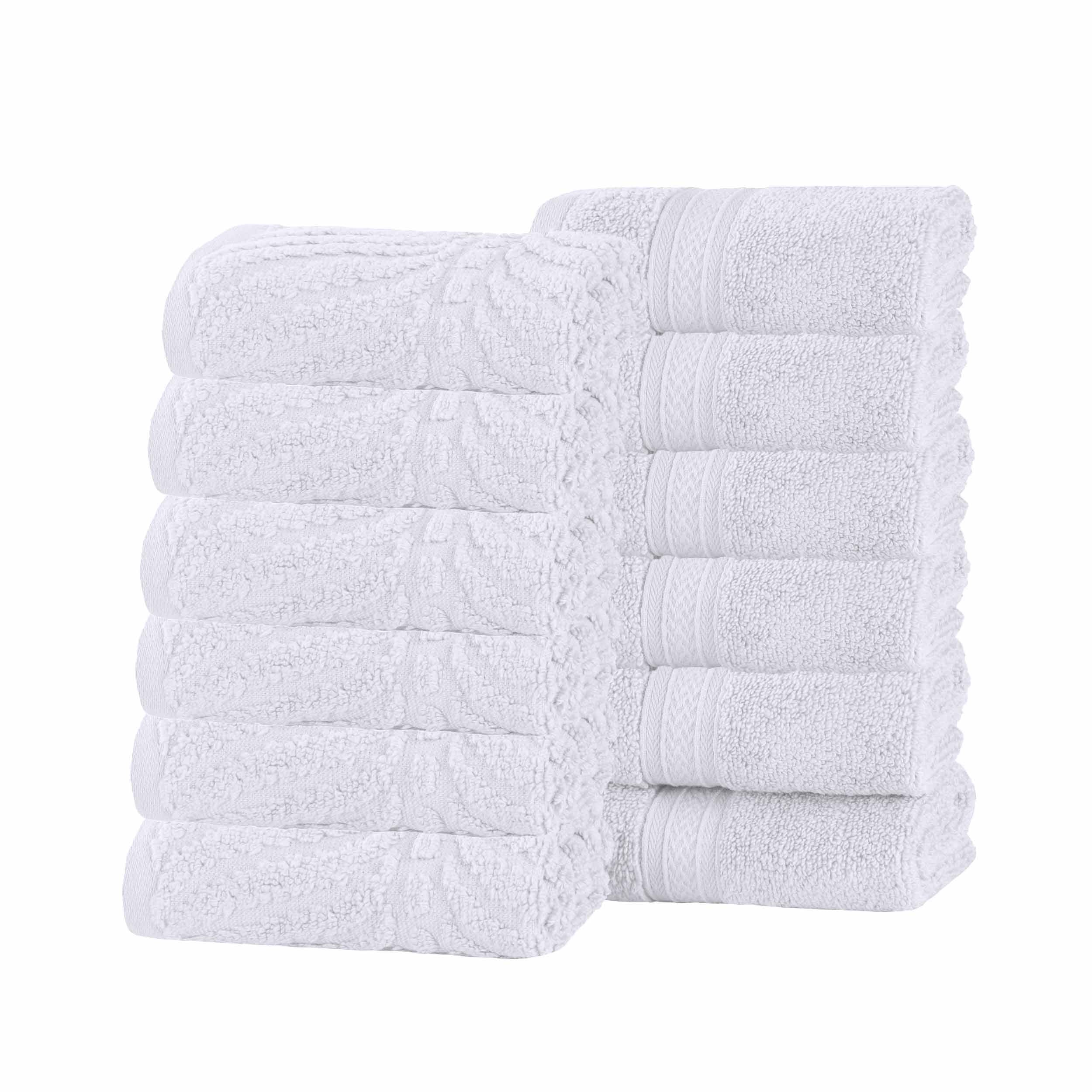 Chevron Zero Twist Solid and Jacquard Soft Cotton Washcloth Set of 12 - Face Towel by Superior