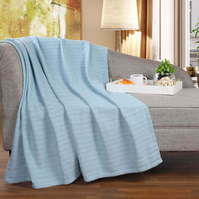 Clara Cotton Textured Jacquard Striped Lightweight Woven Blanket - Blanket by Superior