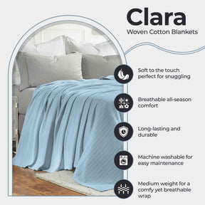 Clara Cotton Textured Jacquard Striped Lightweight Woven Blanket - Blanket by Superior