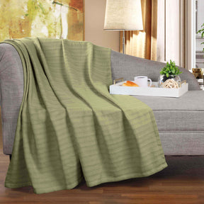 Clara Cotton Textured Jacquard Striped Lightweight Woven Blanket - Blanket by Superior