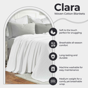 Clara Cotton Textured Jacquard Striped Lightweight Woven Blanket - Blanket by Superior