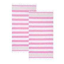 Coastal Resort Stripe Fouta 2 Piece Beach Towel with Tassels - Beach Towel by Superior