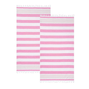 Coastal Resort Stripe Fouta 2 Piece Beach Towel with Tassels - Beach Towel by Superior