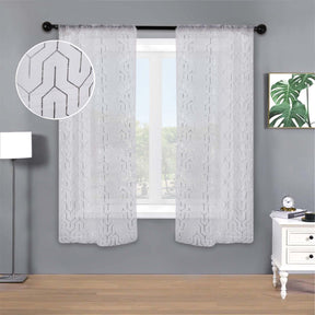 Cormac Printed Geometric Trellis Sheer Curtain Set of 2 Panels - Sheer Curtains by Superior