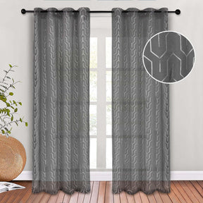 Cormac Printed Geometric Trellis Sheer Curtain Set of 2 Panels - Sheer Curtains by Superior