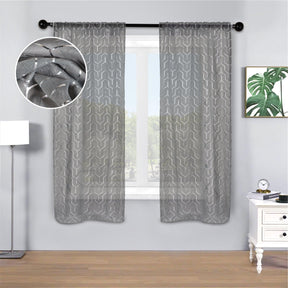 Cormac Printed Geometric Trellis Sheer Curtain Set of 2 Panels - Sheer Curtains by Superior