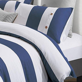 Cotton 3-Piece Nautical Stripe Duvet Cover Set - Duvet Cover Set by Superior