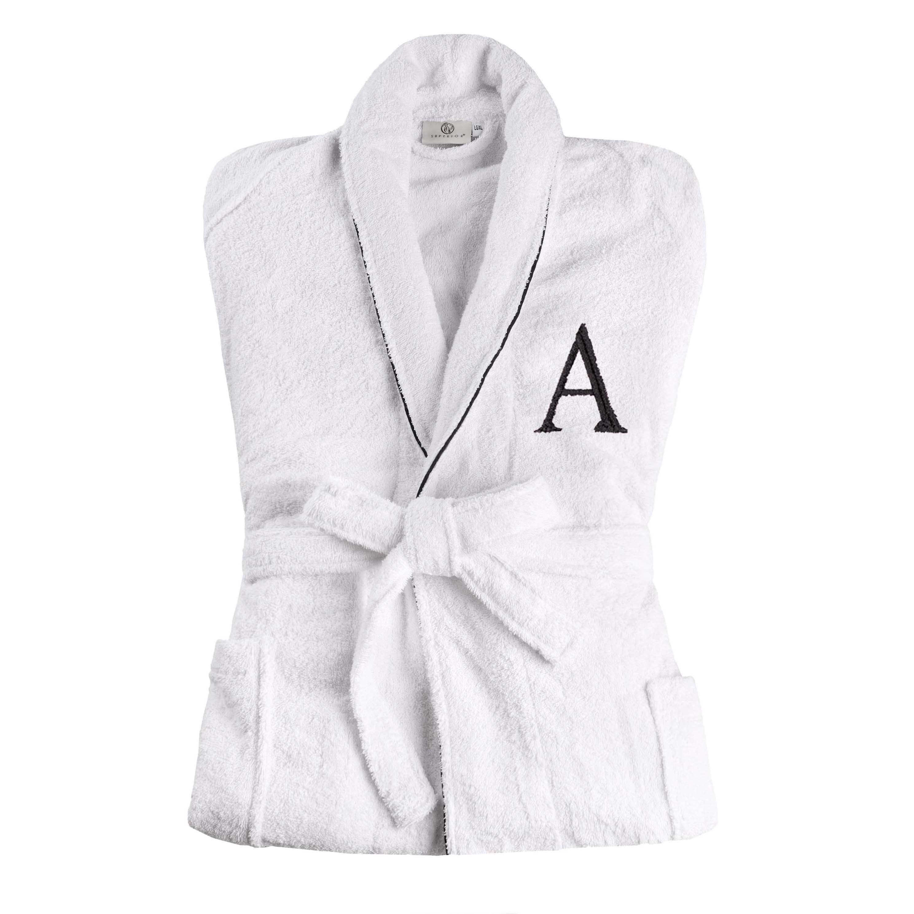 Cotton Embroidered Bathrobe Adults Unisex Bath Robe for Men and Women - Bath Robe by Superior