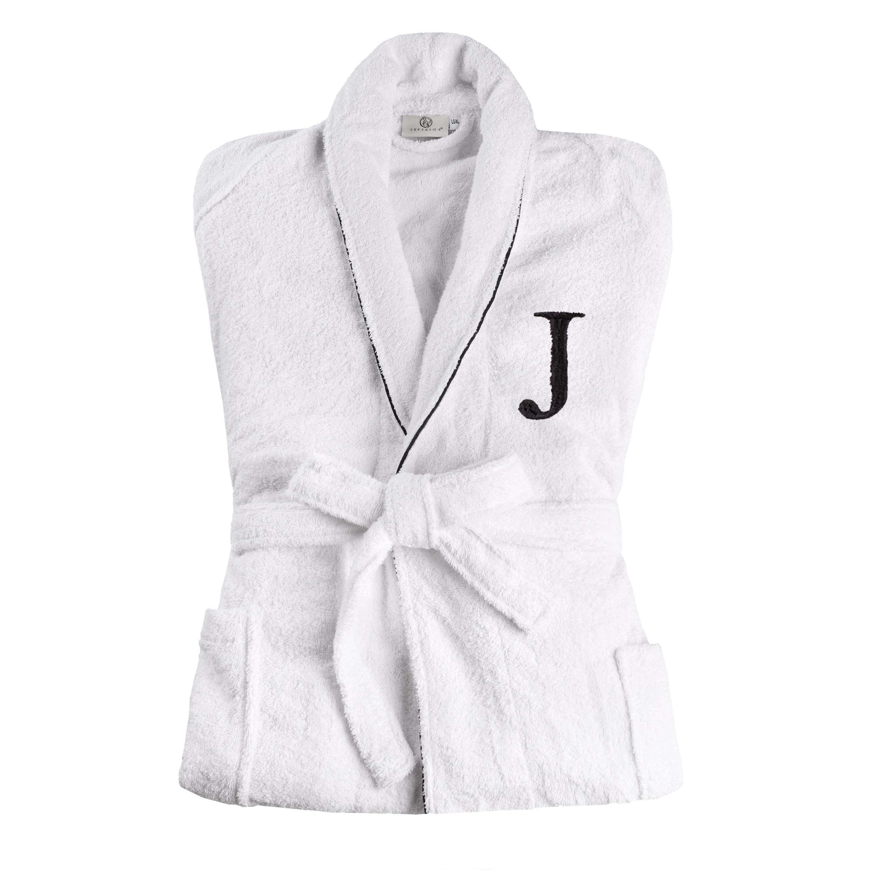 Cotton Embroidered Bathrobe Adults Unisex Bath Robe for Men and Women - Bath Robe by Superior