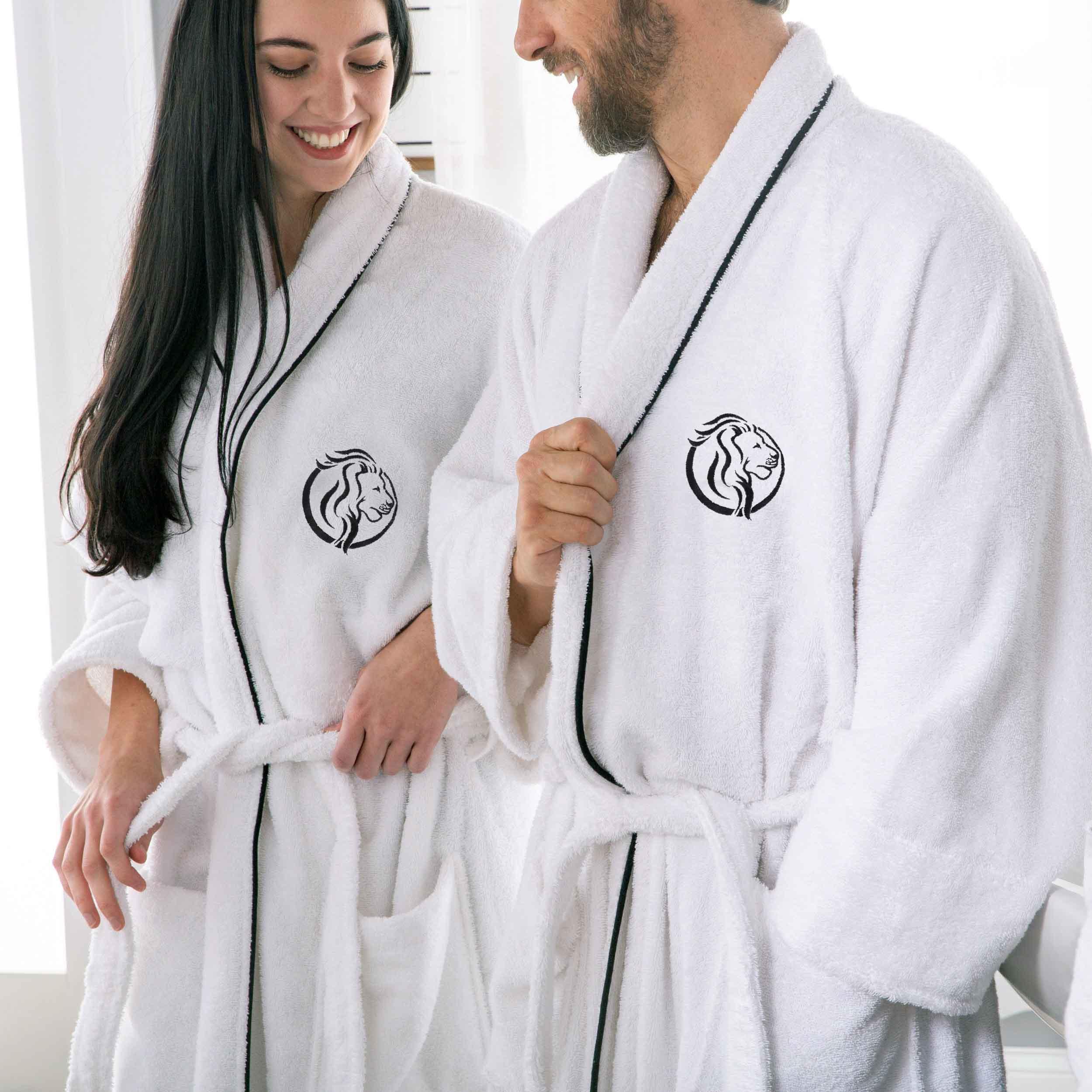 Cotton Embroidered Bathrobe Adults Unisex Bath Robe for Men and Women - Bath Robe by Superior