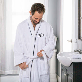 Cotton Embroidered Bathrobe Adults Unisex Bath Robe for Men and Women - Bath Robe by Superior