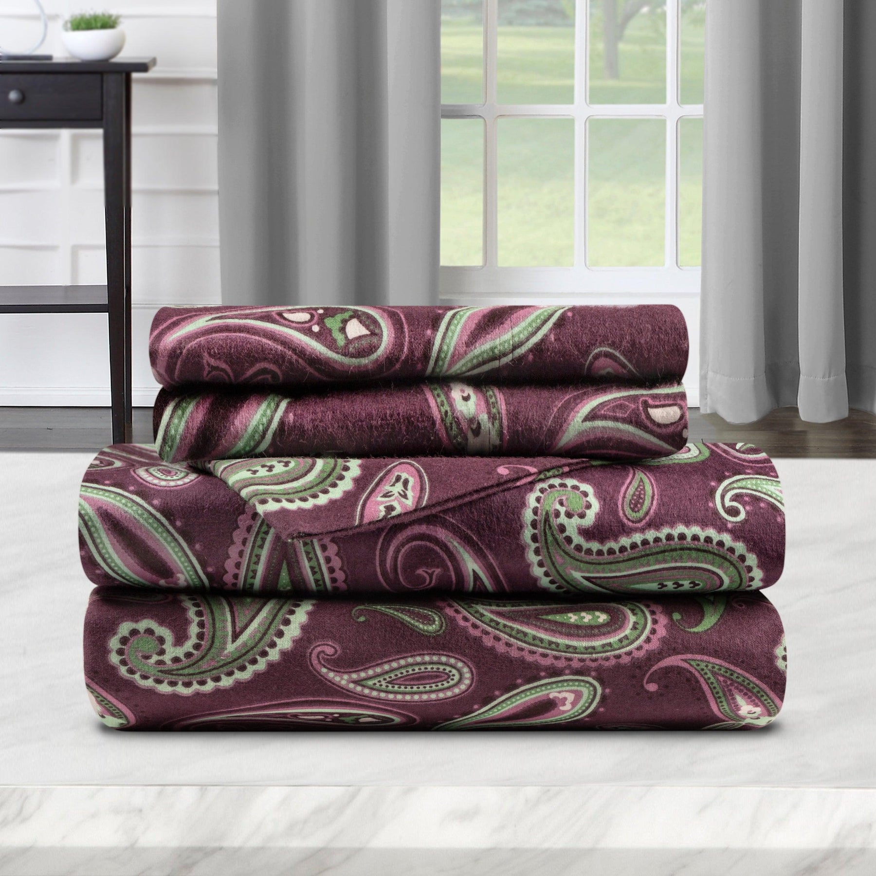 Cotton Flannel Floral Paisley Deep Pocket Bed Sheet Set - Sheet Set by Superior