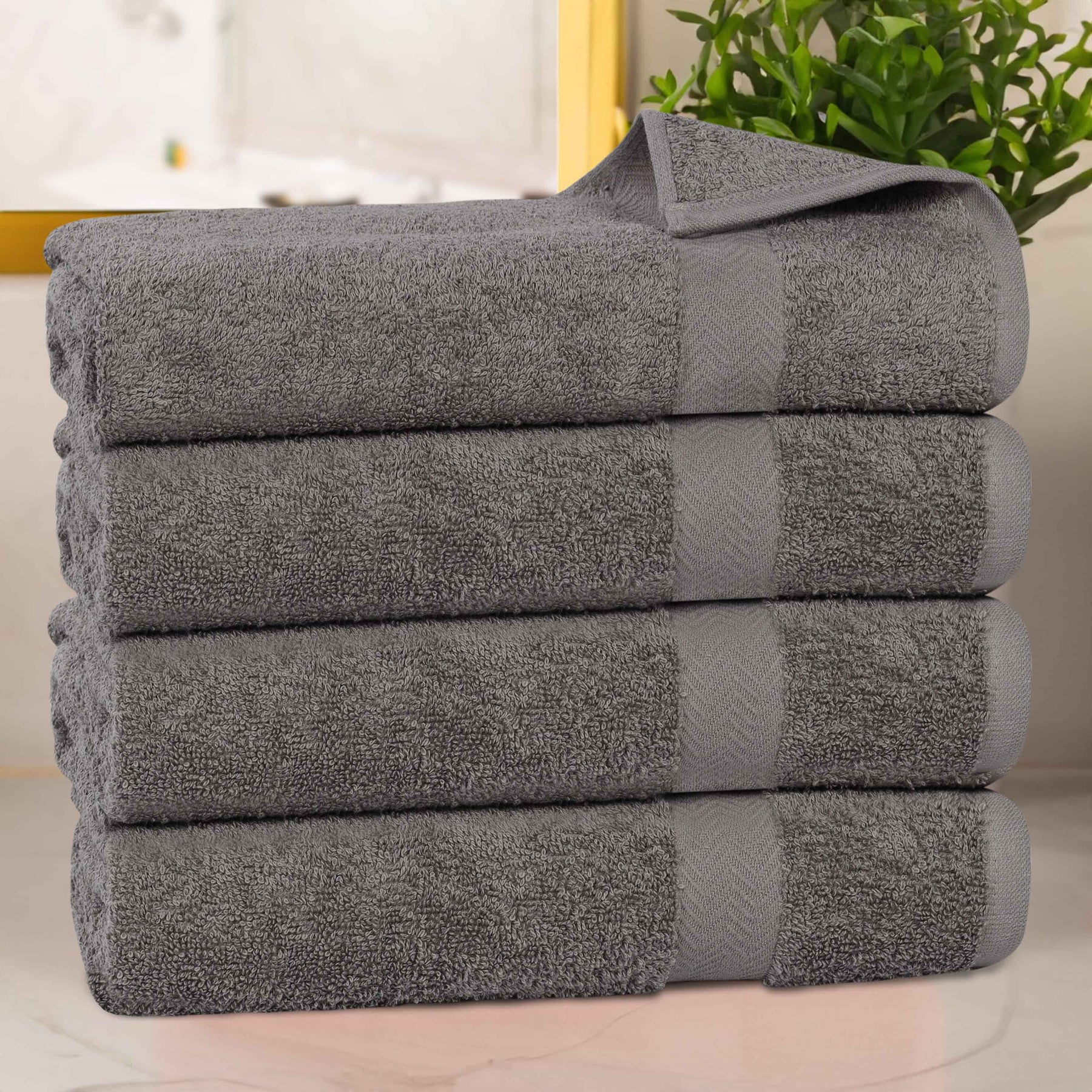 Cotton Highly Absorbent Eco-Friendly Quick Dry 4 Piece Bath Towel Set - Bath Towel by Superior