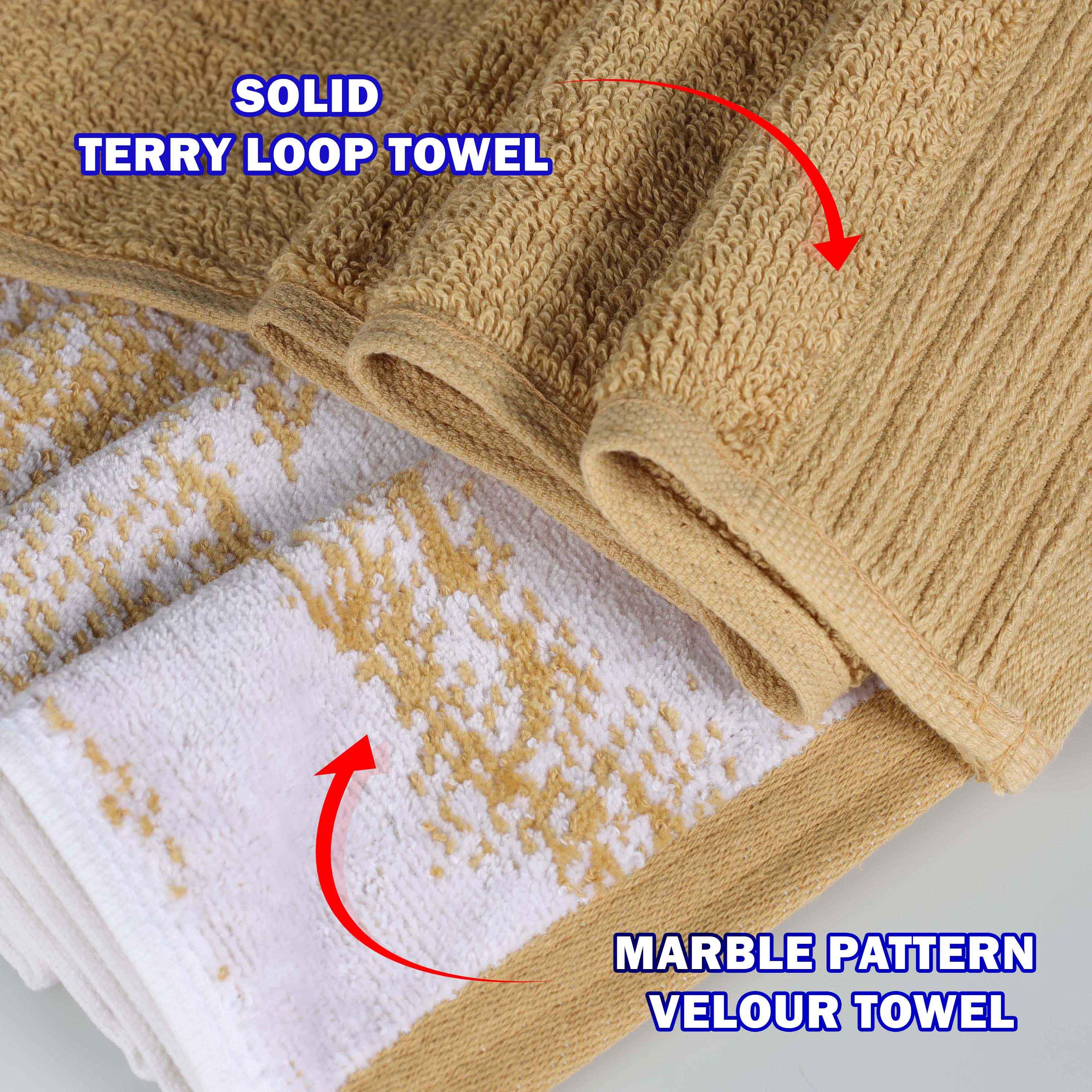 Cotton Marble and Solid Medium Weight Face Towel/ Washcloth Set of 12 - Face Towel by Superior