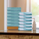 Cotton Marble and Solid Medium Weight Face Towel/ Washcloth Set of 12 - Face Towel by Superior