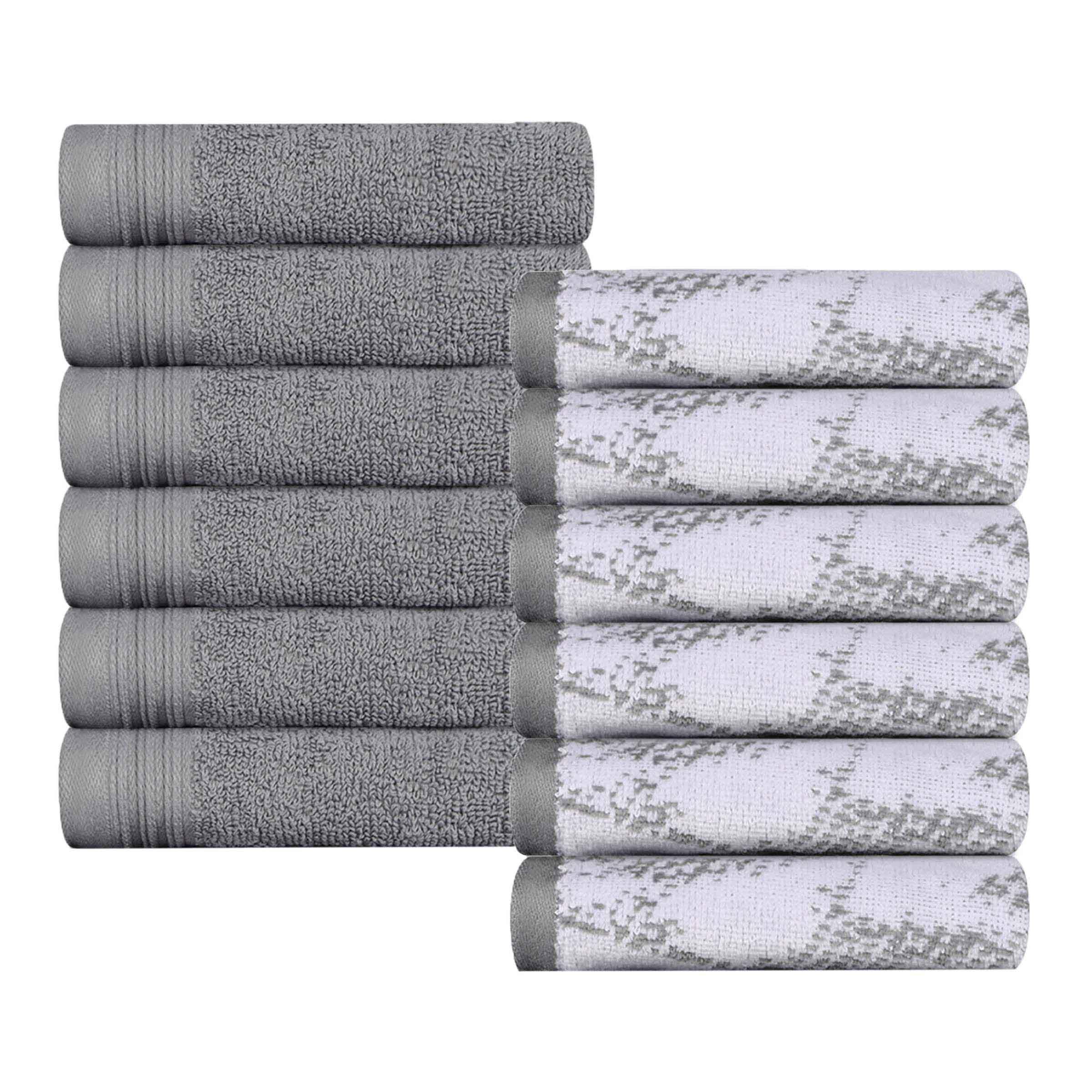 Cotton Marble and Solid Medium Weight Face Towel/ Washcloth Set of 12 - Face Towel by Superior