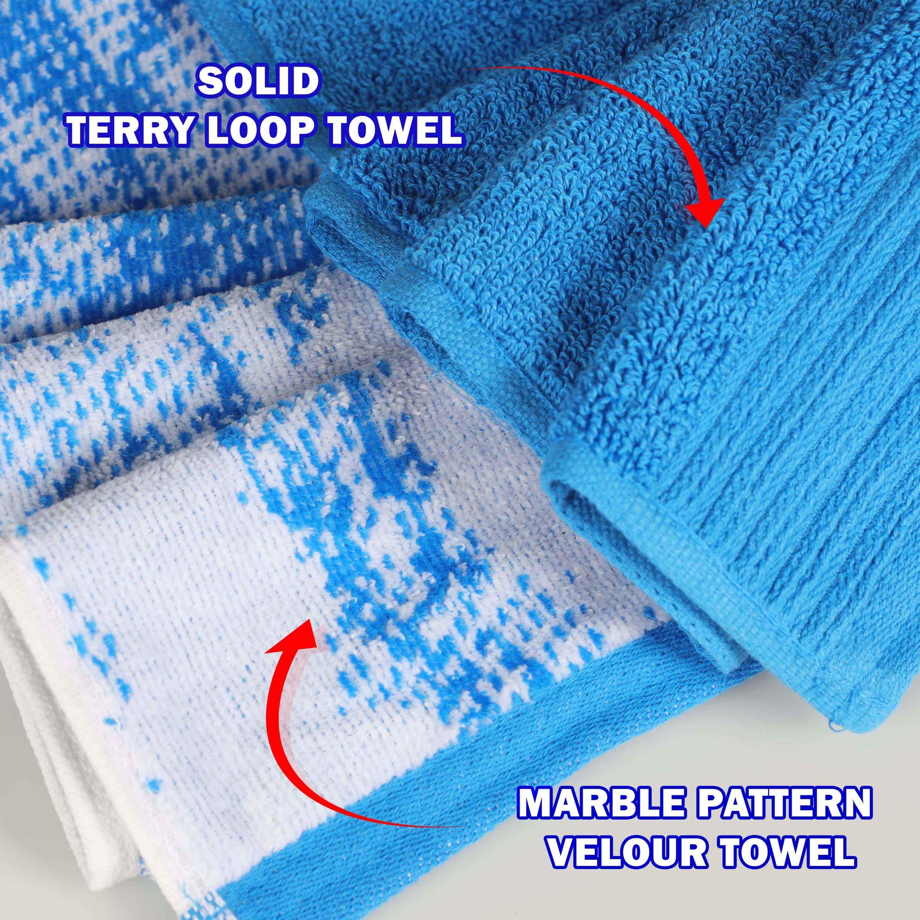 Cotton Marble and Solid Medium Weight Hand Towel Set of 6 - Hand Towel by Superior