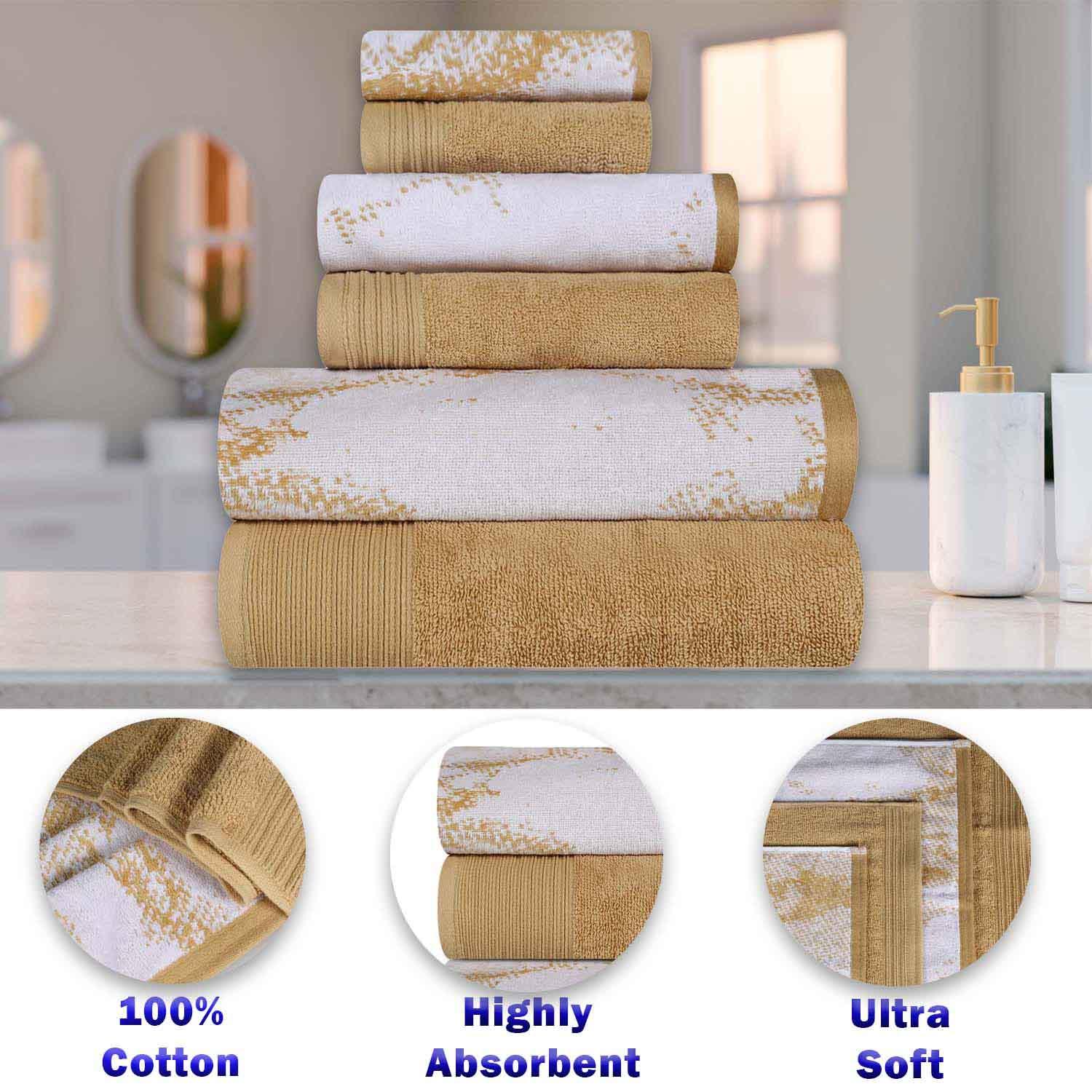 Cotton Marble and Solid Medium Weight Hand Towel Set of 6 - Hand Towel by Superior