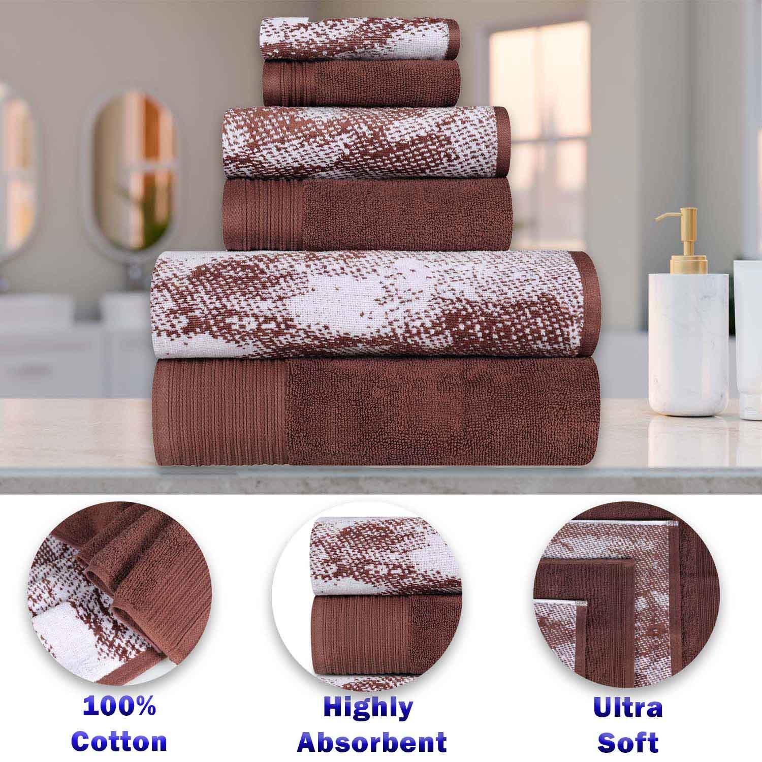 Cotton Marble and Solid Medium Weight Hand Towel Set of 6 - Hand Towel by Superior