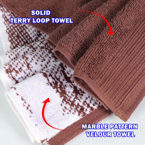 Cotton Marble and Solid Medium Weight Hand Towel Set of 6 - Hand Towel by Superior