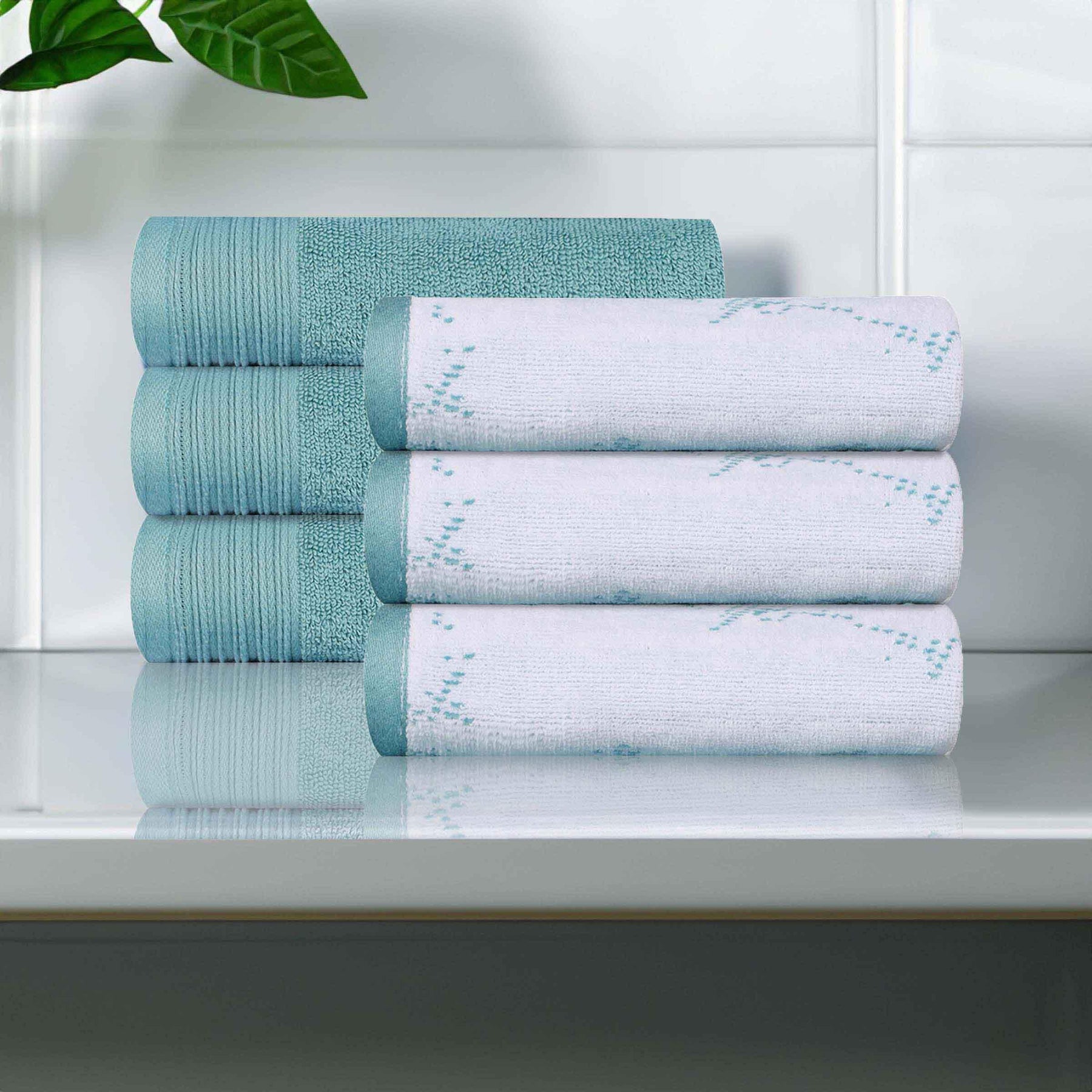 Cotton Marble and Solid Medium Weight Hand Towel Set of 6 - Hand Towel by Superior