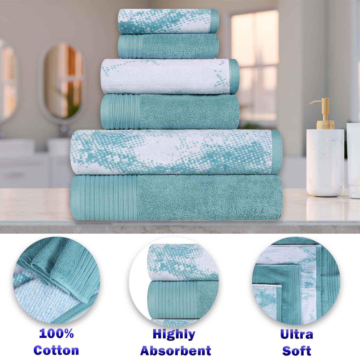 Cotton Marble and Solid Medium Weight Hand Towel Set of 6 - Hand Towel by Superior