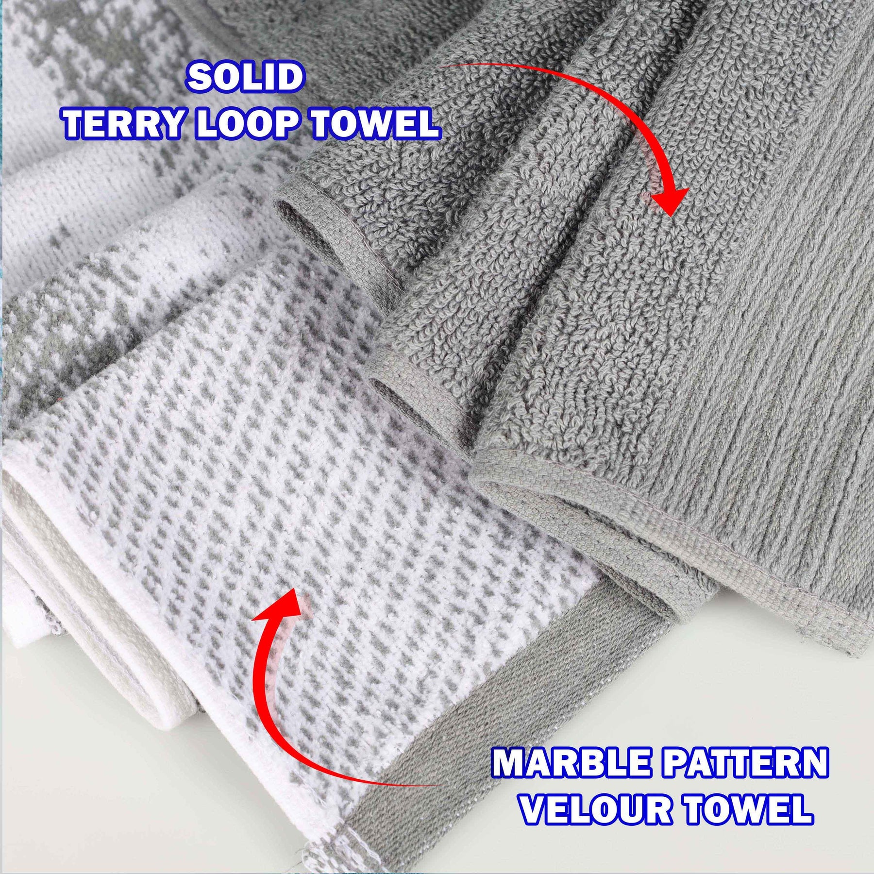 Cotton Marble and Solid Medium Weight Hand Towel Set of 6 - Hand Towel by Superior