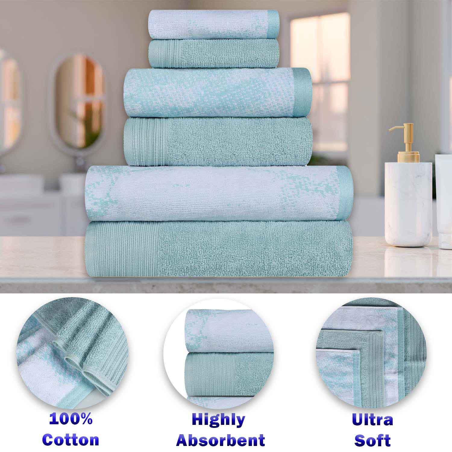 Cotton Marble and Solid Medium Weight Hand Towel Set of 6 - Hand Towel by Superior