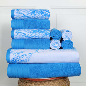 Cotton Marble and Solid Quick Dry 10 Piece Assorted Bathroom Towel Set - Towel Set by Superior