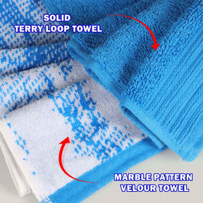 Cotton Marble and Solid Quick Dry 10 Piece Assorted Bathroom Towel Set - Towel Set by Superior