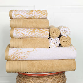 Cotton Marble and Solid Quick Dry 10 Piece Assorted Bathroom Towel Set - Towel Set by Superior