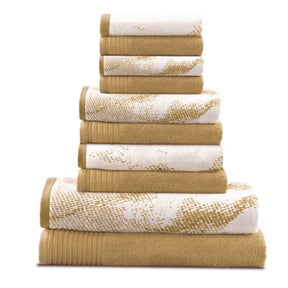 Cotton Marble and Solid Quick Dry 10 Piece Assorted Bathroom Towel Set - Towel Set by Superior